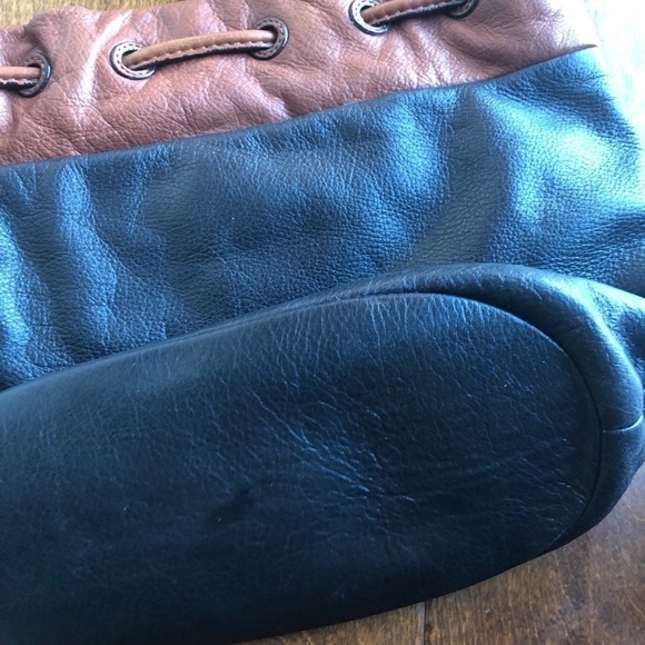 Brighton brown black color block leather purse shoulder bag thick strap - Picture 3 of 5
